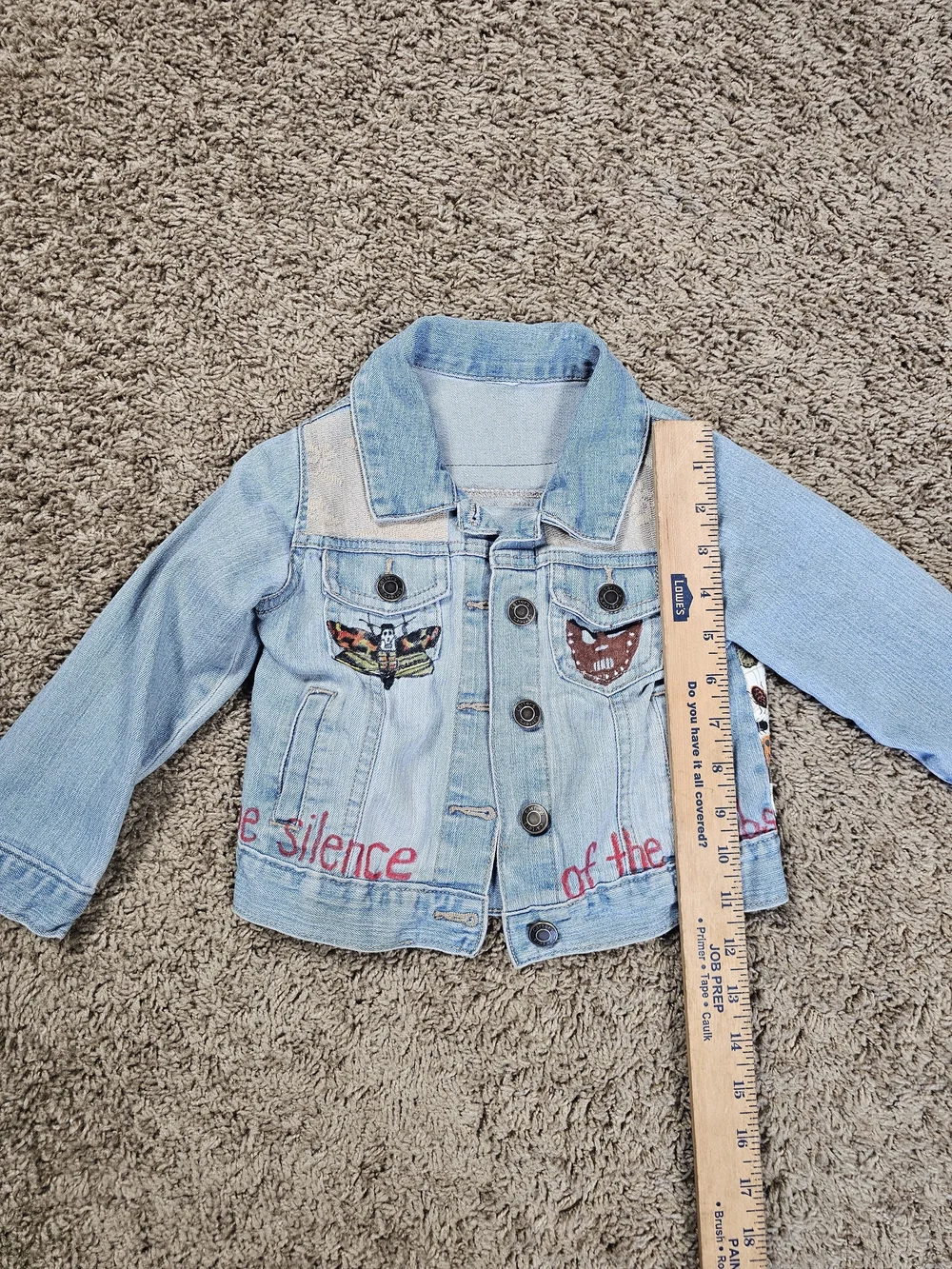 Custom Silence Of The Lambs Kids Denim Jacket Size 3T-4T Butterflies Desgin